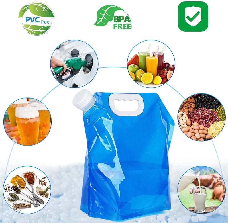 Hakkin Collapsible Water Tank Container 4 Pack 1.3 Gallon/5L, No-Leak Freezable Portable BPA Free Food Grade Plastic Storage Jug for Camping, Hiking, Travel, Emergency Survival Kit Bonus 2 Pcs Caps - Image 5